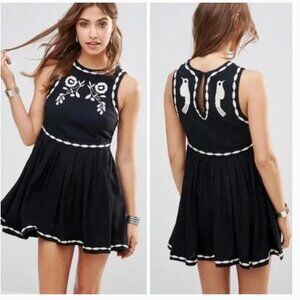 Free People Black & White Birds of a Feather Cotton  Sundress - Size 6